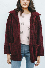 The Sherpa Teddy Bear Coat - Mauve Wine