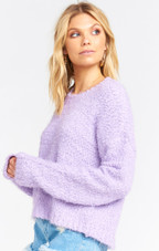 Cropped Varsity Sweater - Lilac Knubby Knit