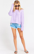 Cropped Varsity Sweater - Lilac Knubby Knit