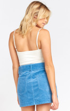 Tessa Belted Mini Skirt - Dusty Blue Corduroy