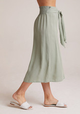 Smocked Tie Up Midi Skirt 