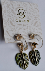 Golden Stella Acrylic Leaf Dangle Hoops at L.A. Green