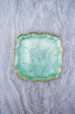 Square Scalloped Plate Gold Trim