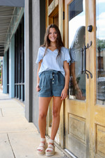 Storm Night Belted Button Front Short