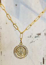 Golden Coin Charm Necklace