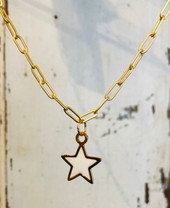 Tiny White Star Charm on Thin Gold Chain