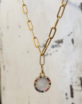 Opal Swirl Charm on Gold Thin Chain