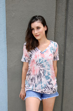 V-Neck Tie Dye French Terry Top