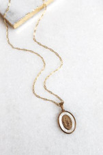 Long Mother of Pearl Coin Necklace