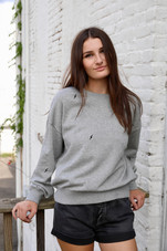 Embroidered Lightning Bolt Crew Neck Sweatshirt