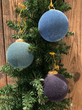 Round Flocked Glass Ball Ornament 