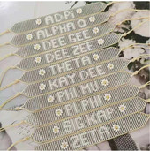 Sorority Silver and White Beaded Bracelet