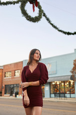 Winter Berry Ruched Dress