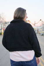Cropped Sherpa Zip Up With Collar