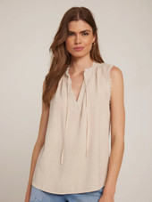 Sleeveless Fray Edge Pullover