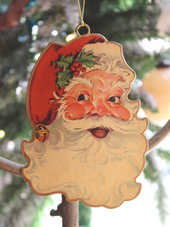 Vintage Metal Santa Ornament