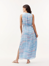 Sleeveless Pleat Front Maxi Dress