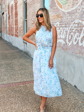 Sleeveless Smocked Waist Midi Dress