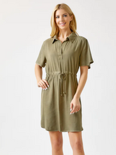 Short Sleeve Drawstring Dress