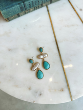 Meredith Turq & Pearl Drop Earrings 