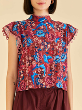 Floral Birds Blush Sleeveless Blouse