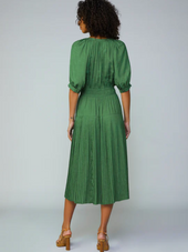 Pleated Skirt Jacquard Midi Dress