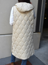 Long Flight Puffer Vest with Side Snap Closure