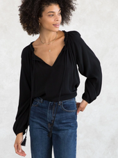 Moonstone Beaded Peasant Top