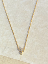 Antique Hand Set Petite Cross Short Necklace - Gold