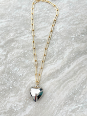 Mixed Metal Heart Bauble Necklace