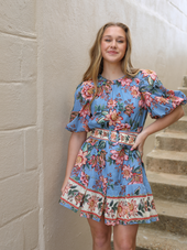 farm rio blue wonderful bouquet mini dress Wonderful Bouquet Blue Mini Dress