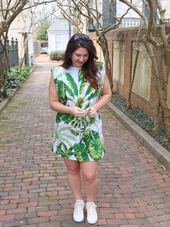 Tropical Forest Off-White T-Shirt Dress
