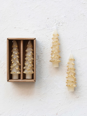 4 3/4" Tree Shaped Taper Candles w/ Gold Tips