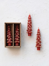 4 3/4" Tree Shaped Taper Candles w/ Gold Tips