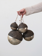 5" Mercury Glass Ball Ornament w/ Stars
