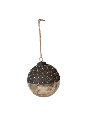 5" Mercury Glass Ball Ornament w/ Stars