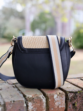 Rhonda Straw Crossbody - Black