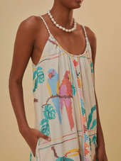 Stitched Birds Scarf Maxi Dress