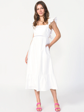 Soshani Poplin Tie Back Midi Dress 