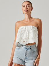 Evren Embroidered Strapless Top
