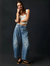 We The Free Good Luck Mid-Rise Barrel Jeans