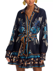 Blossom Tapestry Black Long Sleeve Mini Dress Blossom Tapestry Black Long Sleeve Mini Dress