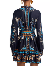 Blossom Tapestry Black Long Sleeve Mini Dress Blossom Tapestry Black Long Sleeve Mini Dress