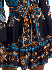 Blossom Tapestry Black Long Sleeve Mini Dress Blossom Tapestry Black Long Sleeve Mini Dress