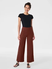 Stretch Twill Cropped Wide-Leg Pant