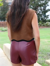 Alissa Pintuck Vegan Leather Shorts