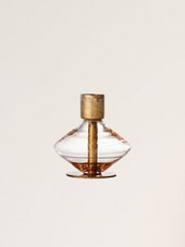 Glass & Metal Taper Holder - Rose - 3.5"