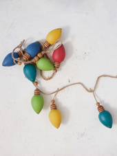 Wooden String Lightbulb Garland w/ Jute Cord