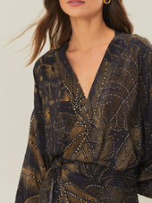 Golden Foliage Black Mini Dress