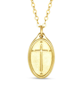 Romans 5:8 Petite Oval Cross Necklace